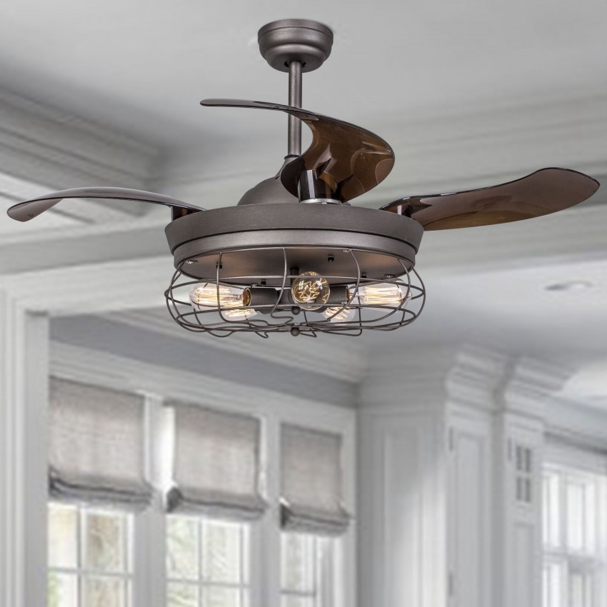 42.5" Benally 4 Blade Ceiling Fan with Remote, Antique Grey