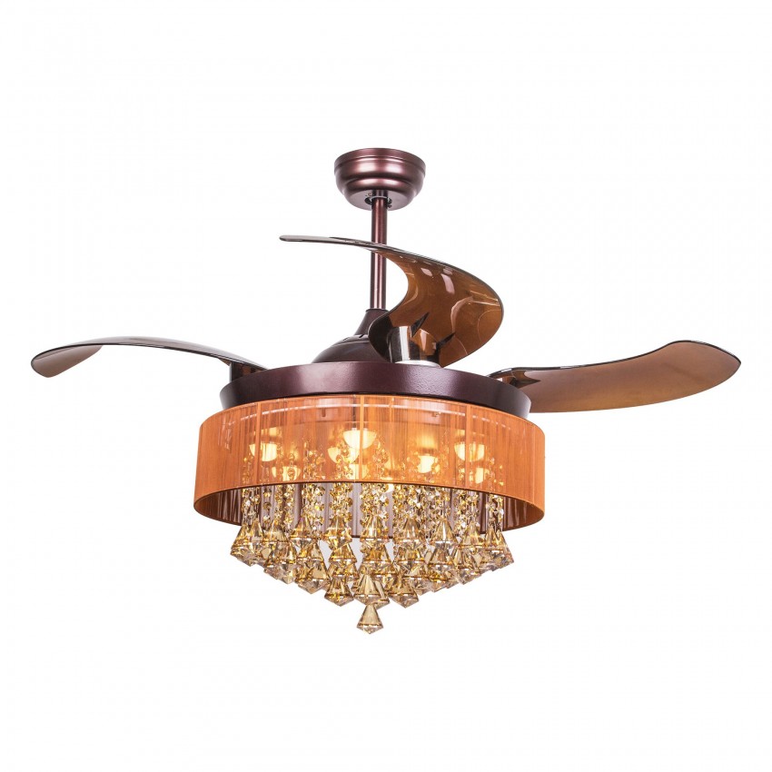 42 Inch Modern Led Crystal Chandelier Bronze Ceiling Fan With Lights More Views
