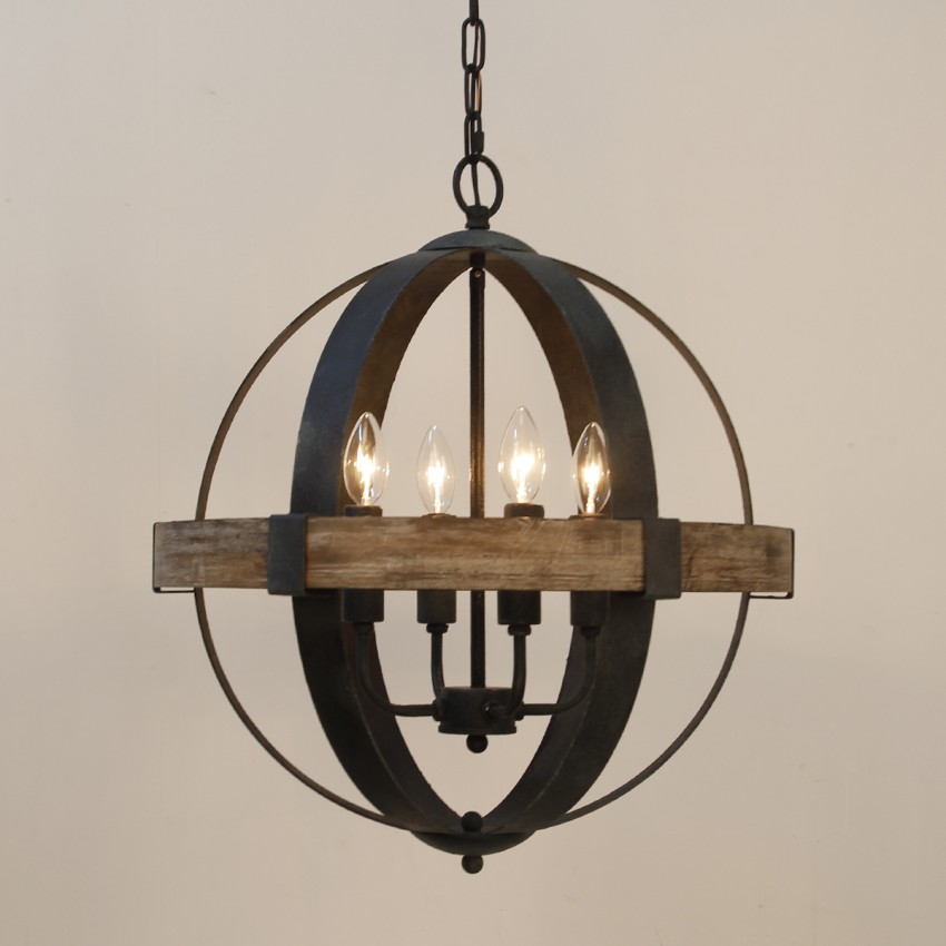 Castello 4 Light Chandelier Weathered Oak Wood Whoselamp Castello 4 Light Chandelier Weathered Oak Wood
