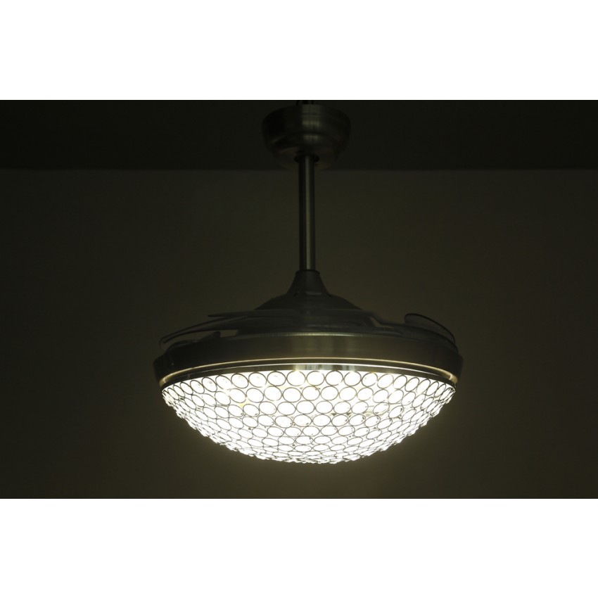 42 Inch Dimmable Modern Led Crystal Chandelier Chrome Ceiling Fan 42 Inch Dimmable Led Crystal Chandelier Ceiling Fan With Lights And Remote Fandelier Retractable Blades