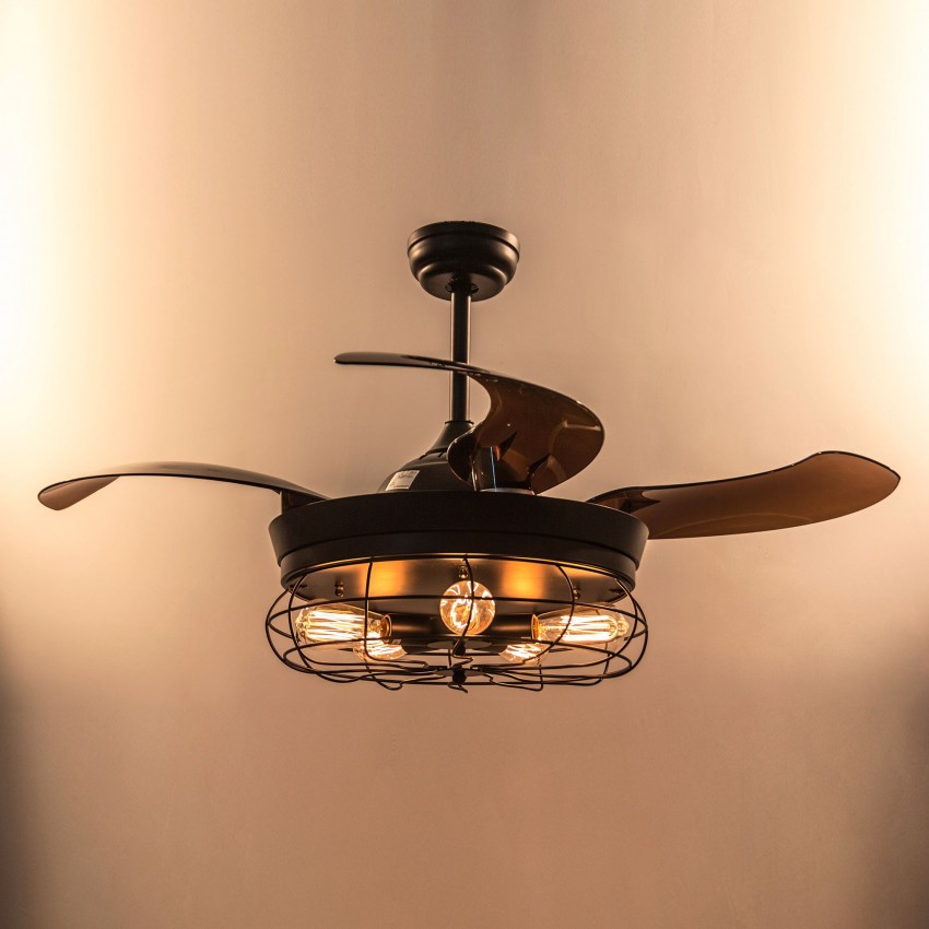 42.5" Benally 4 Blade Ceiling Fan with Remote, Black - 2 ...