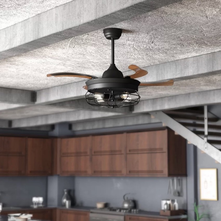 36 Inch Industrial Caged Ceiling Fan, Industrial Cage Ceiling Fan With Light