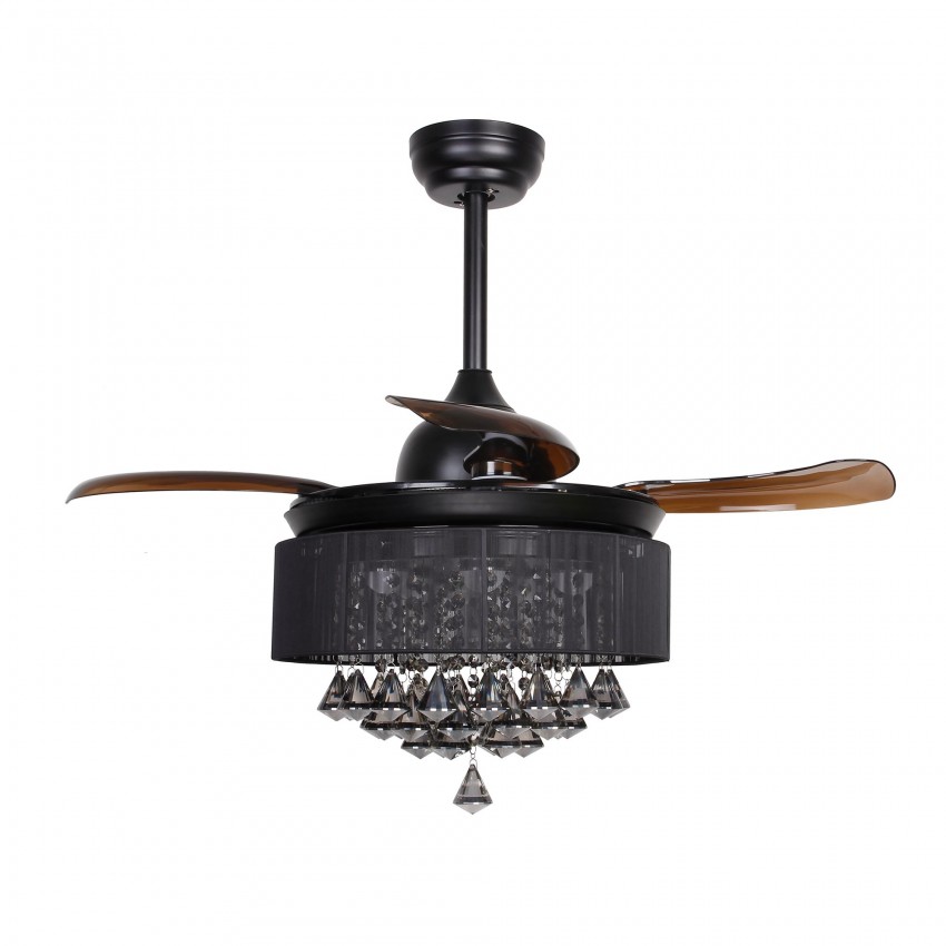 36 Inch Modern Led Crystal Chandelier Black Ceiling Fan With Lights More Views 36 Inch Modern Led Crystal Chandelier Black Ceiling Fan