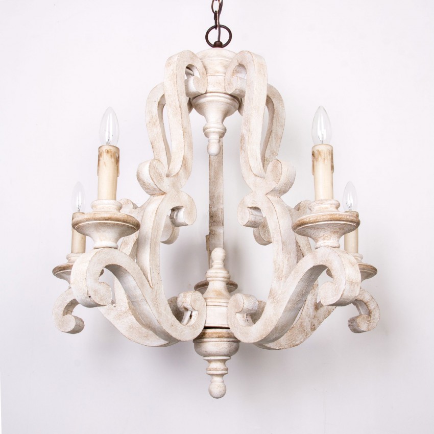 Whoselamp Antique 5-Lights Wooden Candle Chandelier ...