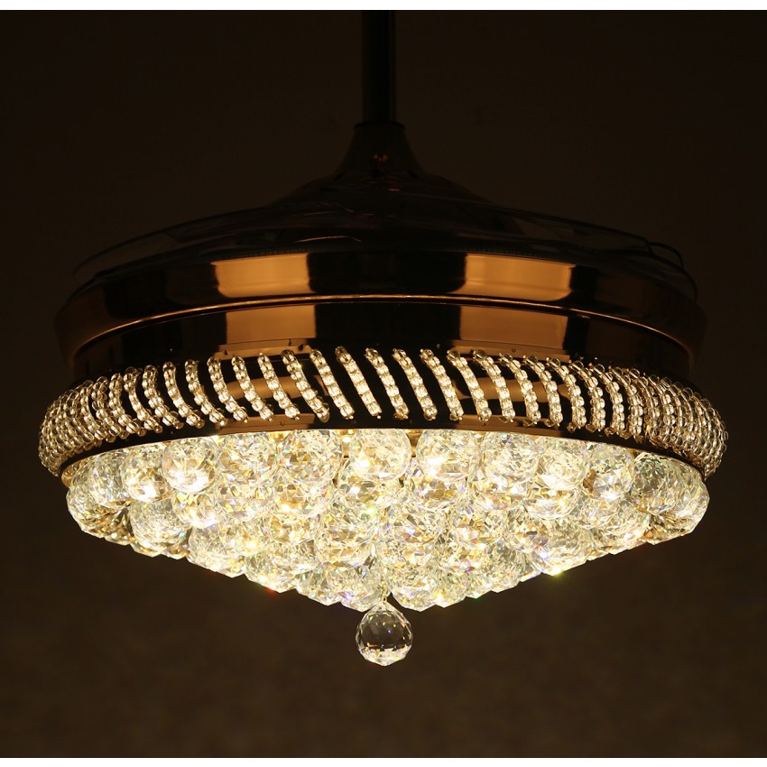 42 Inch Modern Led Crystal Chandelier Ceiling Fan With Lights And 42 Inch Modern Led Crystal Chandelier Ceiling Fan With Lights And Remote Invisible Retractable Blades