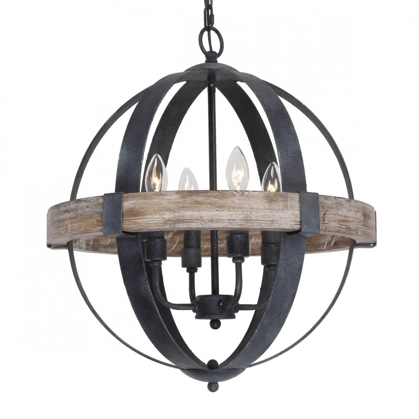 Castello 4 Light Chandelier Weathered Oak Wood Whoselamp More Views Castello 4 Light Chandelier