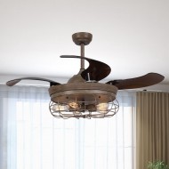 42.5" Benally 4 Blade Ceiling Fan with Remote, Weathered Oak Wood