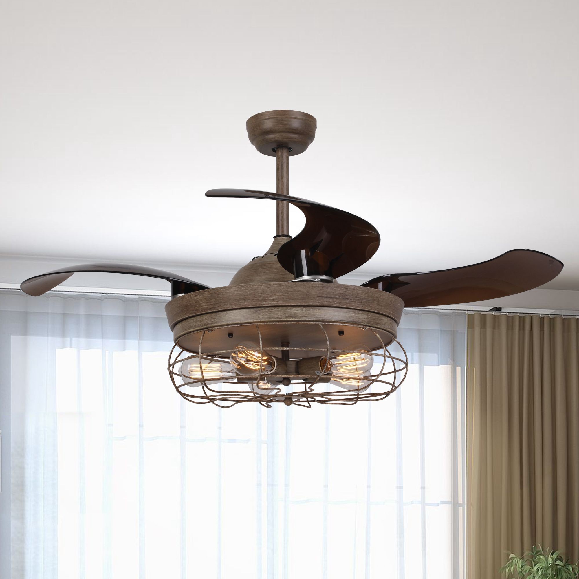 42 5 Benally 4 Blade Ceiling Fan With Remote Weathered Oak Wood
